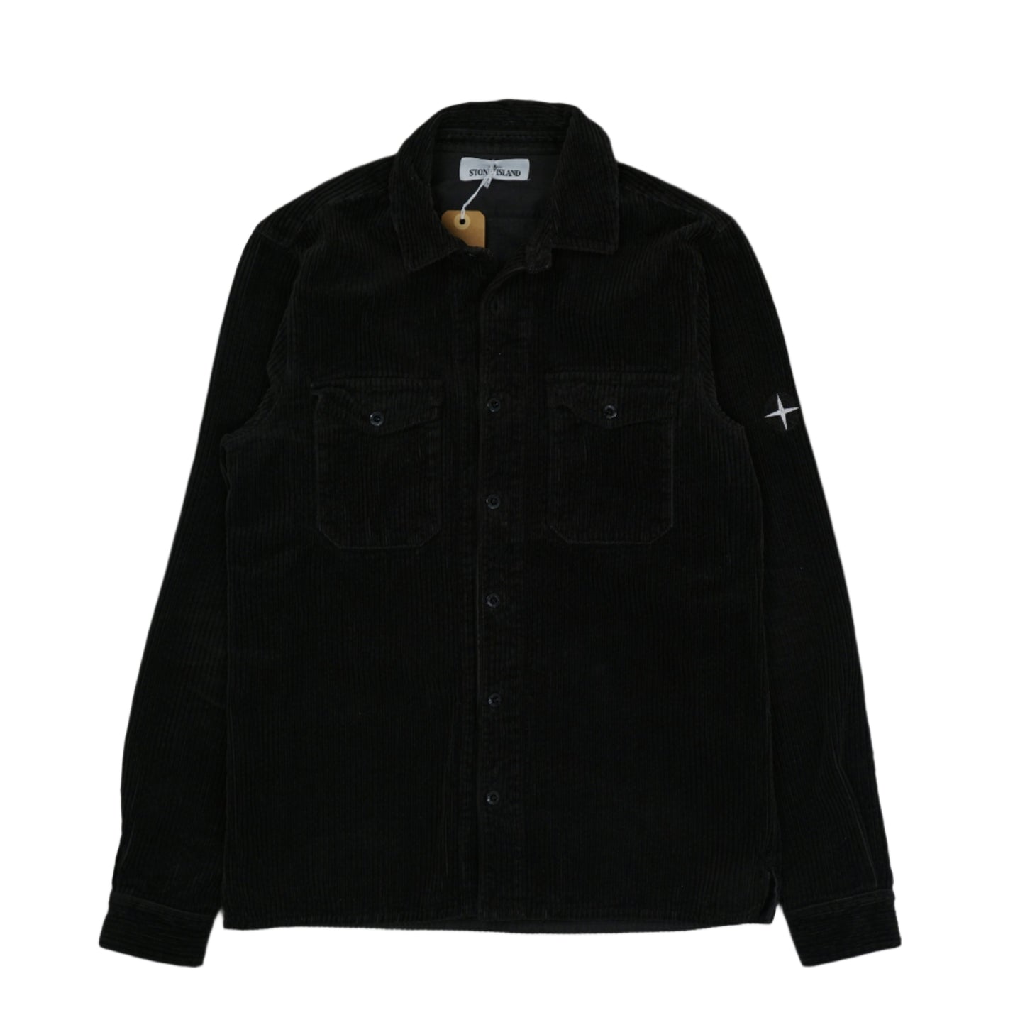 Stone Island Garment Dyed Corduroy Black Overshirt