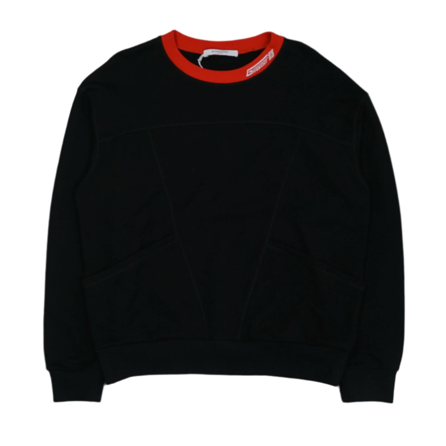 Givenchy Embroidered Logo Red Neck Black Crewneck