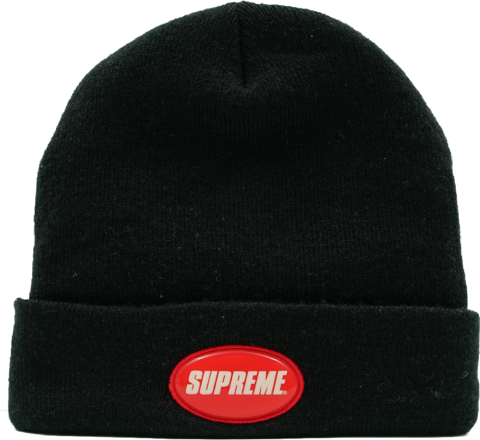 Supreme Red Logo Black Beanie