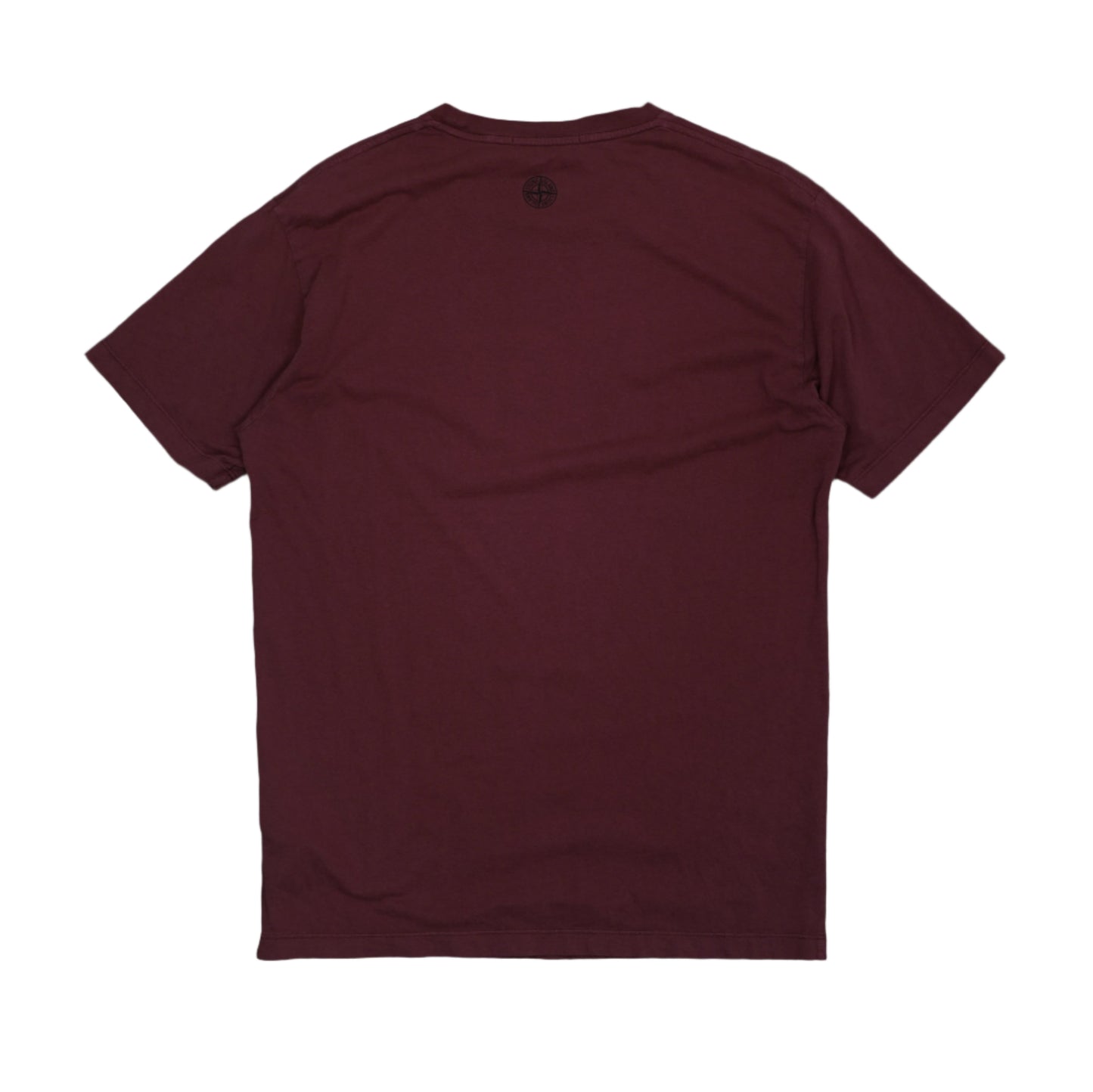 Stone Island Chest Logo Text Burgundy T-Shirt