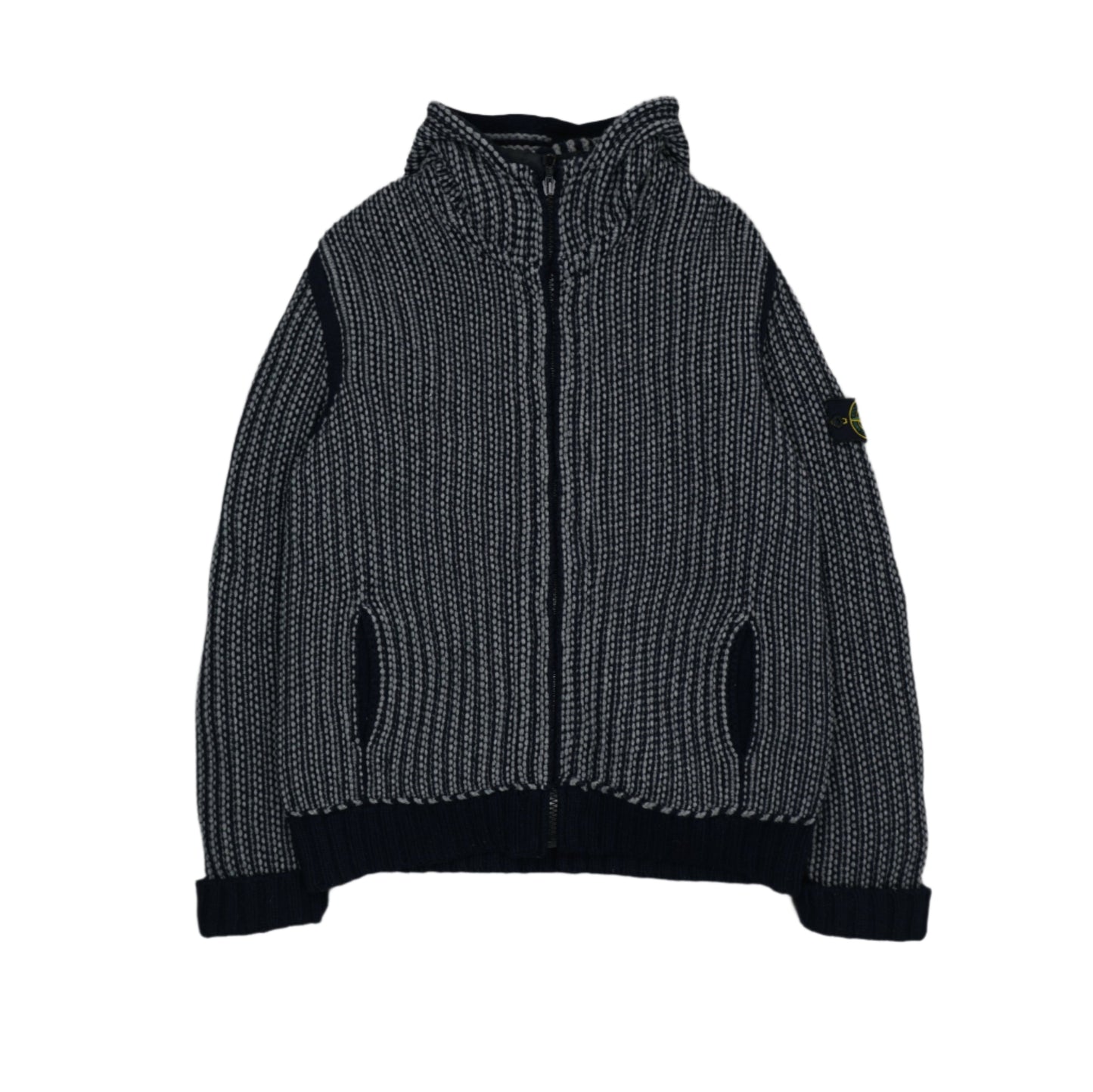 Stone Island President Black Grey Knit Cardigan