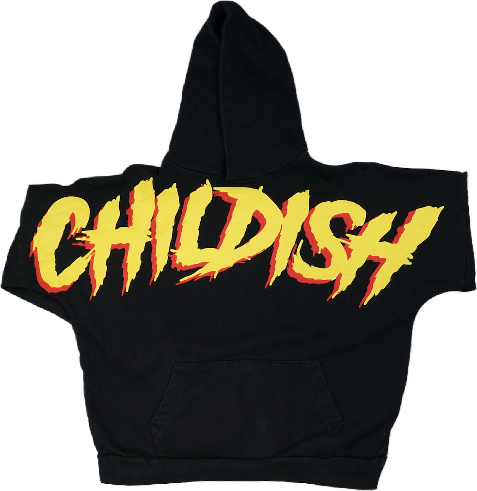 Childish Red Yellow Logo Black Hoodie SecondPlace