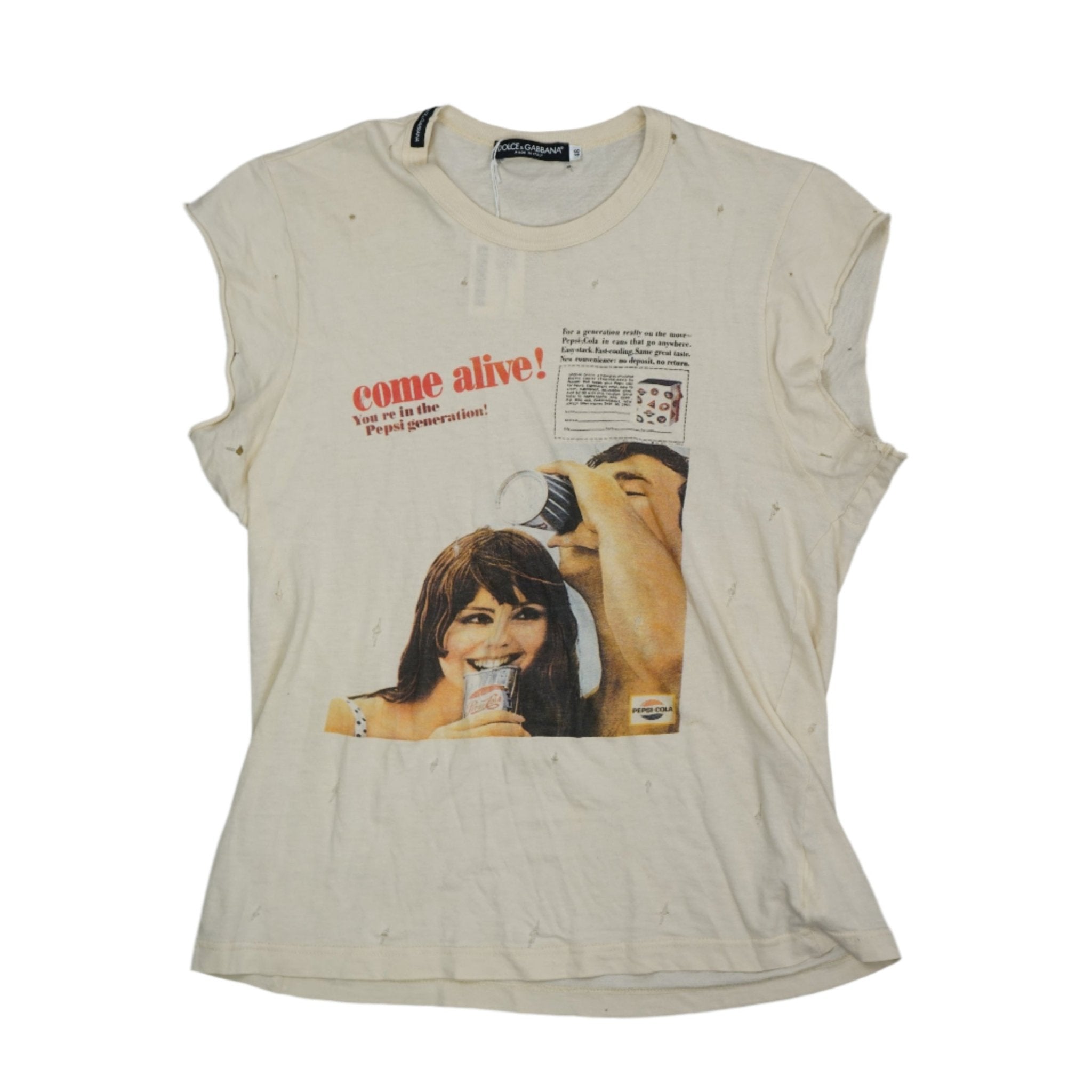 PEPSI•*¨*•.¸♬︎Dolce & Gabbana Dolce Gabbana Vintage Pepsi-Cola Come Alive Beige T-Shirt