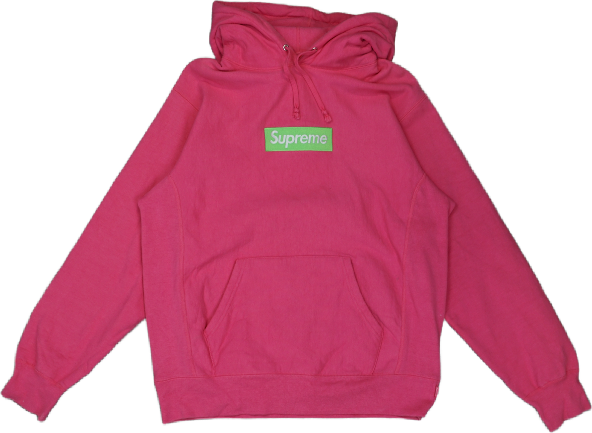 NWOT Supreme shops Hot Pink Green Box Logo Hoodie Sweatshirt