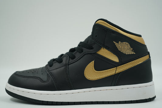 Air Jordan 1 Mid Black Metallic Gold