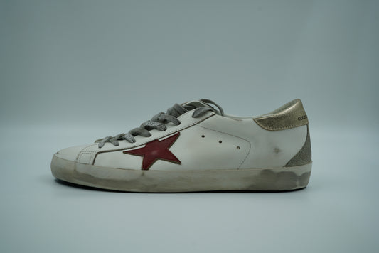 Golden Goose Super-Star White Leather Red Star