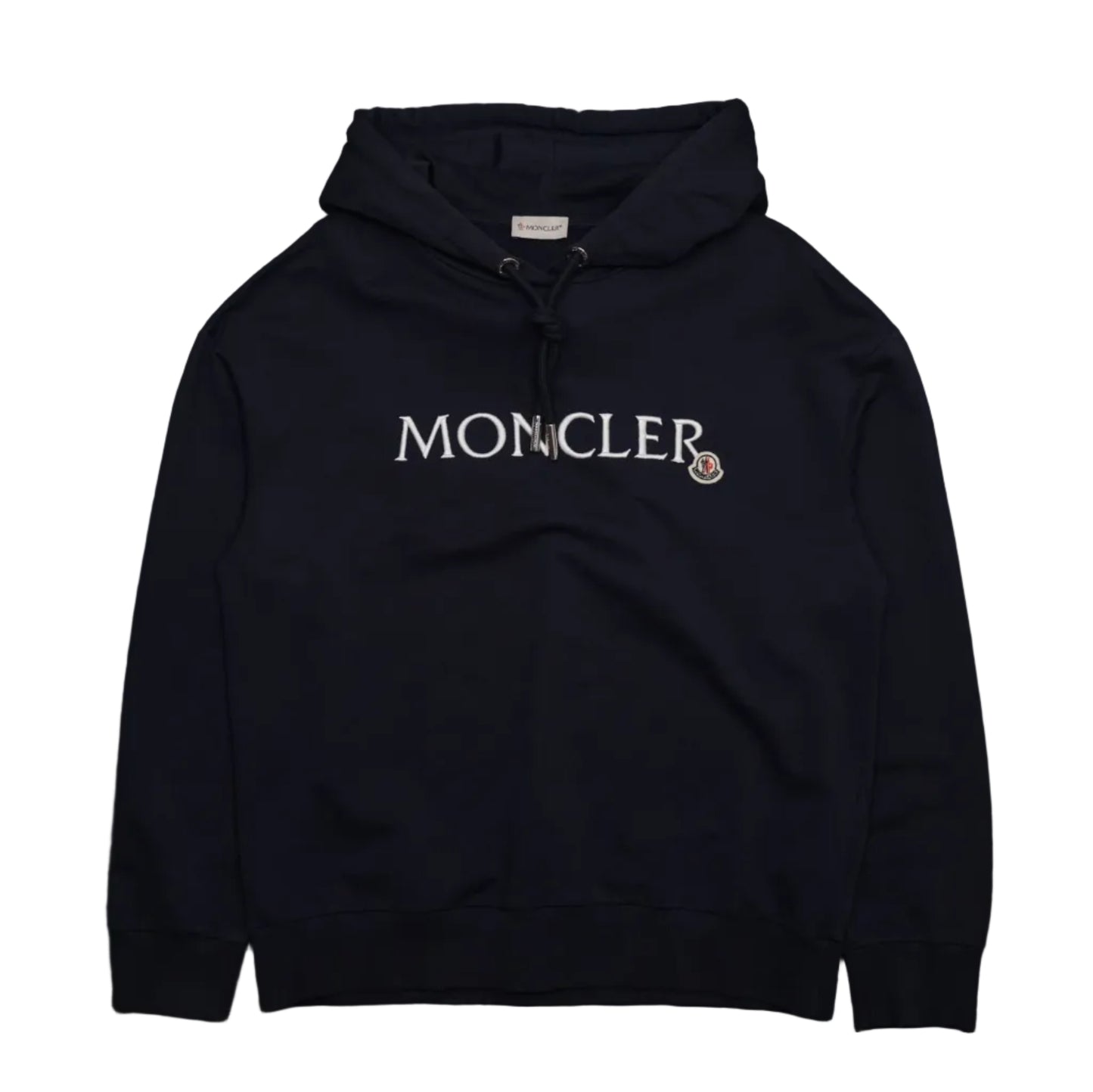 Moncler Text Chest Logo Navy Blue Hoodie