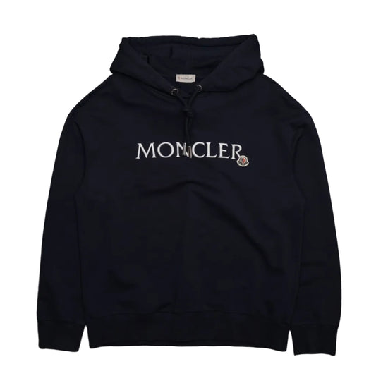 Moncler Text Chest Logo Navy Blue Hoodie