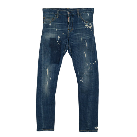 Dsquared2 Sexy Twist Jeans White Stains Blue Jeans