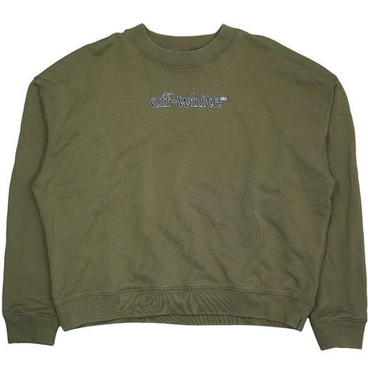 Off-White Big Text Logo Green Crewneck