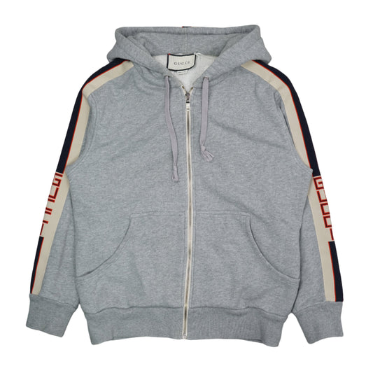 Gucci Side Line Logo Grey Zip-Up Hoodie