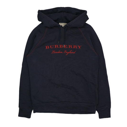 Burberry Big London Logo Embroider Text Black Hoodie