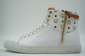 MCM High Top Zip White Leather Sneakers