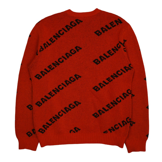 Balenciaga Multi Logo Red Knitwear