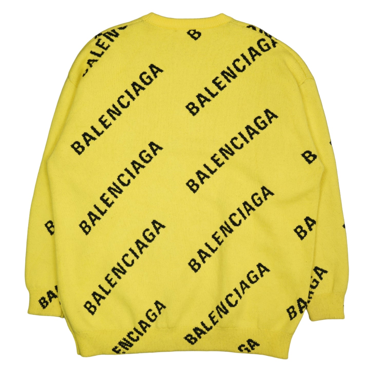 Balenciaga All Over Print Yellow Knitwear Crewneck