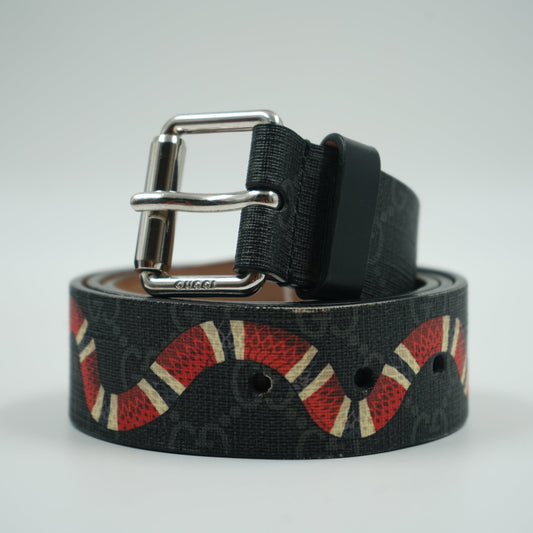 Gucci Snake Black GG Logo Belt