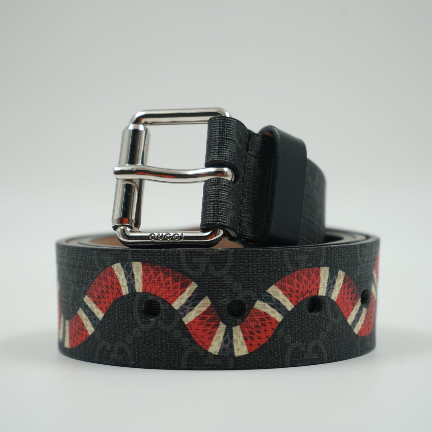 Gucci Snake Logo Black Monogram Belt