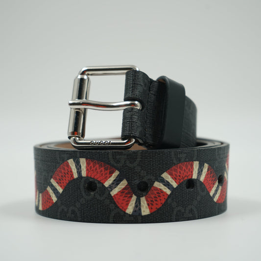Gucci Snake Logo Black Monogram Belt