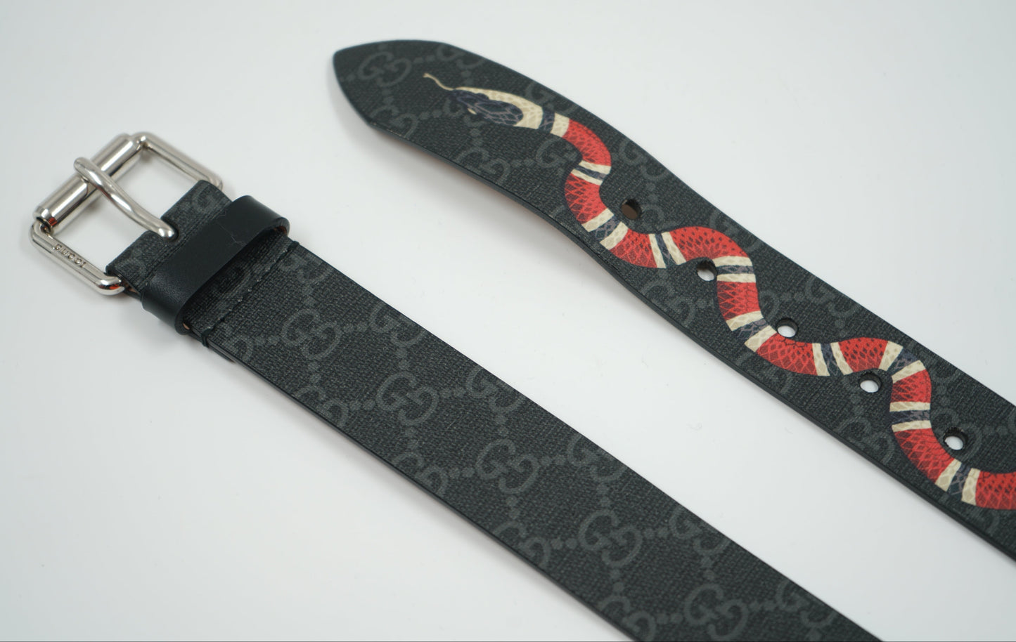 Gucci Snake Logo Black Monogram Belt