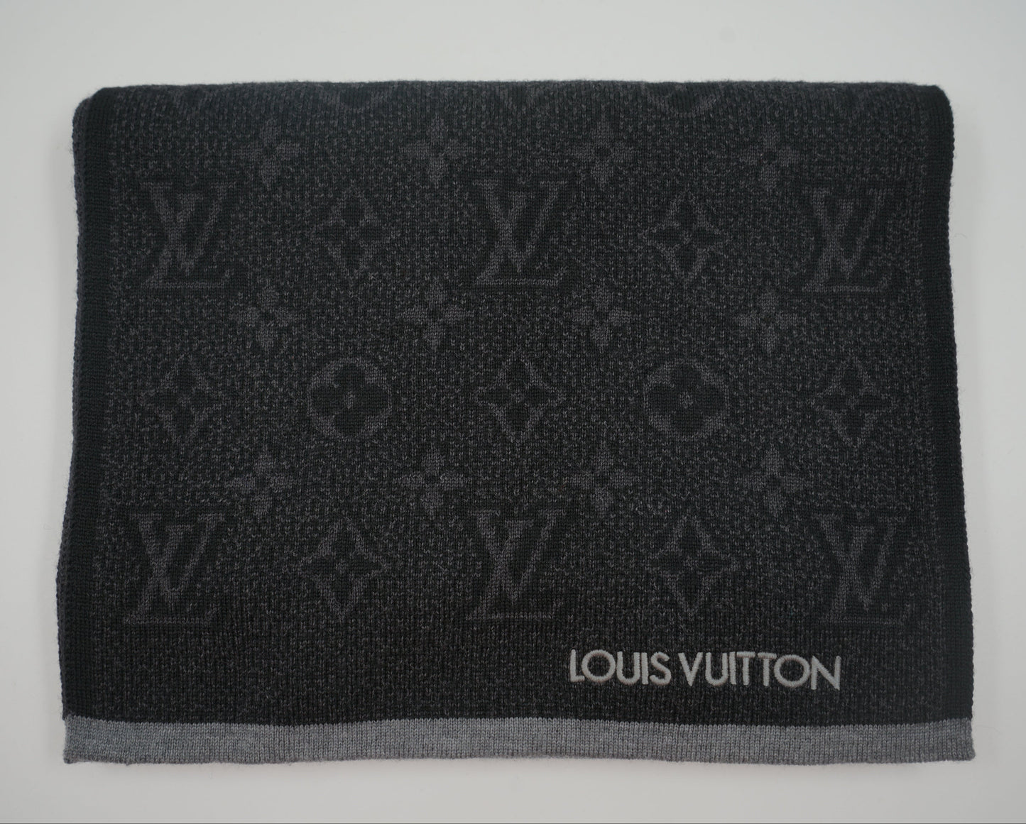 Louis Vuitton Monogram Logo Black Scarf