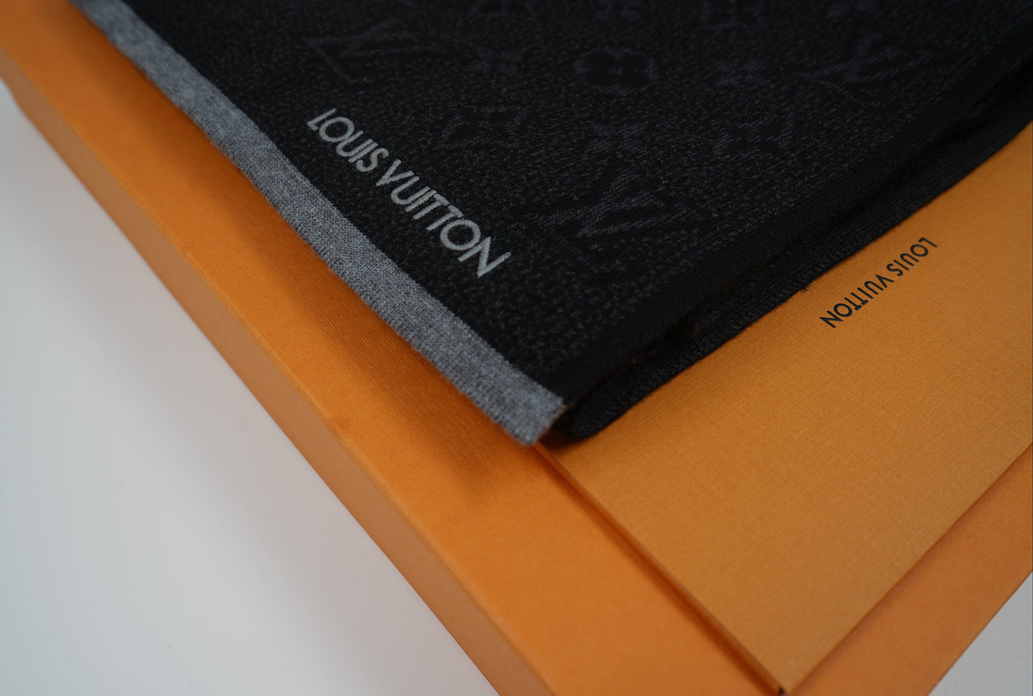 Louis Vuitton Monogram Logo Black Scarf