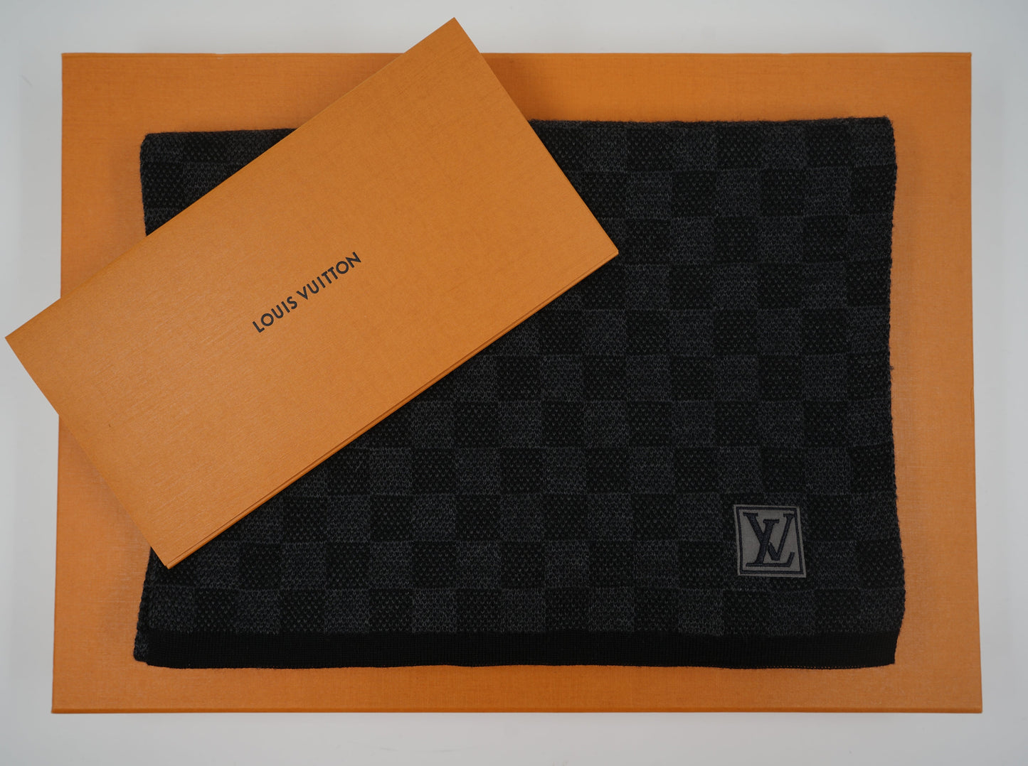 Louis Vuitton Monogram Logo Black Scarf