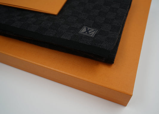 Louis Vuitton Monogram Logo Black Scarf