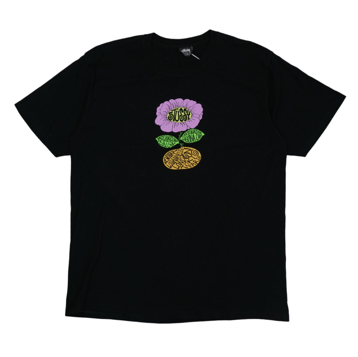 Stussy Flower Print Black T-Shirt