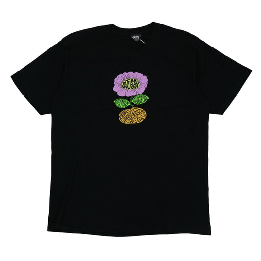 Stussy Flower Print Black T-Shirt