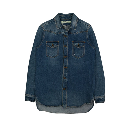 Off-White Tier Down Back Blue Denim Jeans Jacket