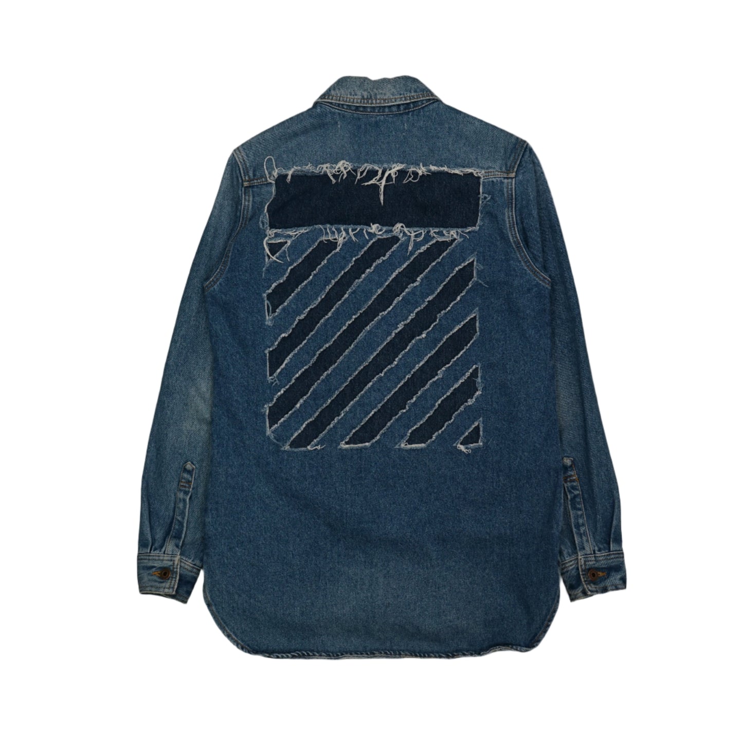 Off-White Tier Down Back Blue Denim Jeans Jacket