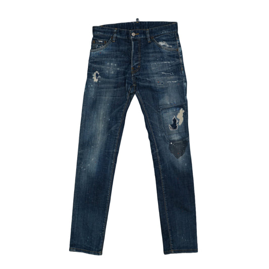 Dsquared2 Cool Guy Jean Red Stains Denim Blue Jeans