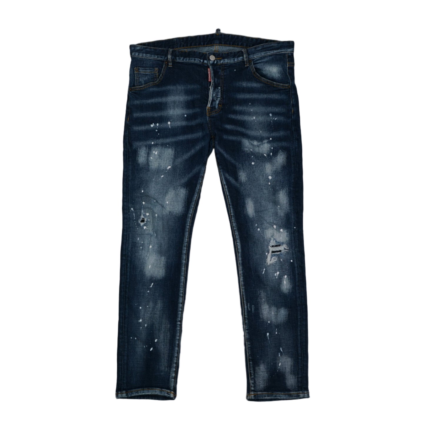 Dsquared2 Skater Jean White Stains Blue Denim Jeans
