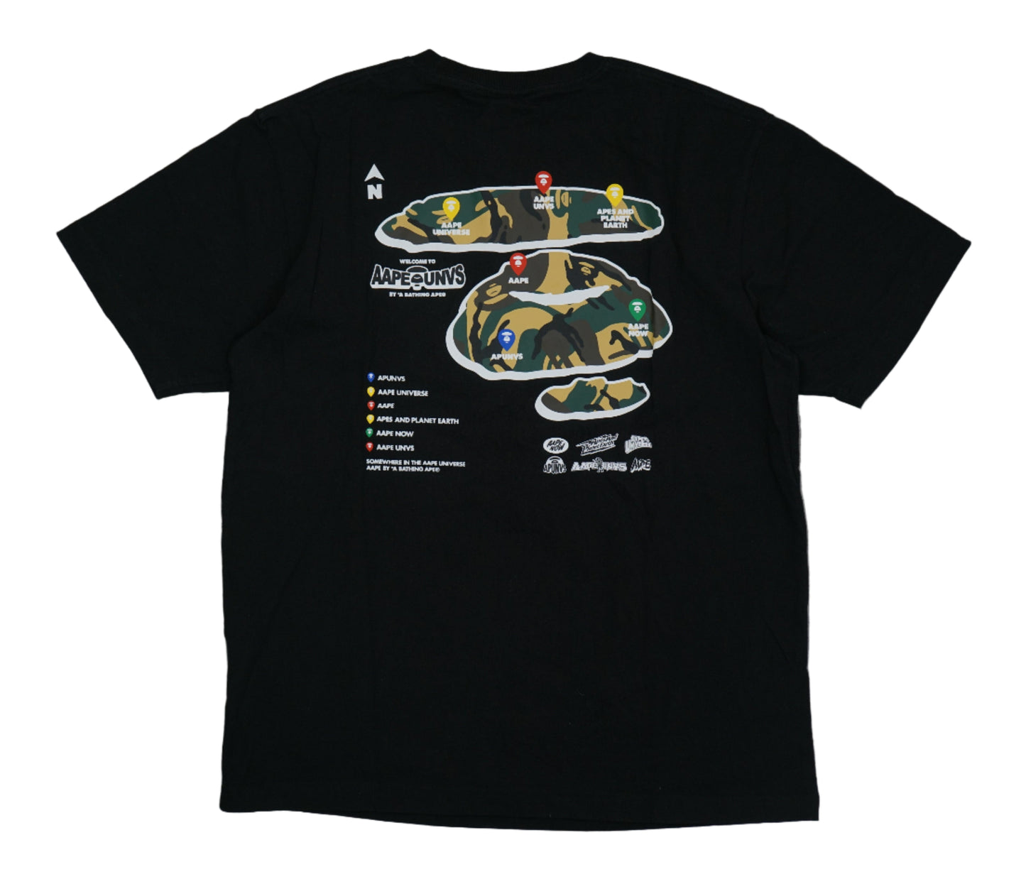 AAPE World Camo Box Logo Black T-Shirt