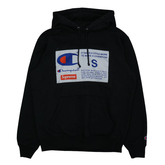 Supreme x Champion Label Black Hoodie