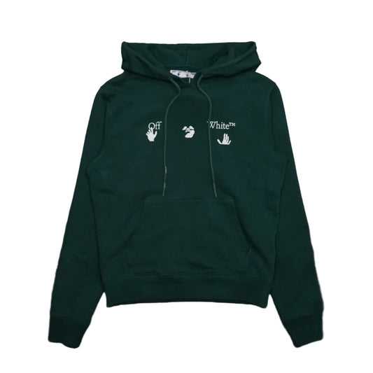 Off-White Slim Fit Big Logo Dark Green Hoodie
