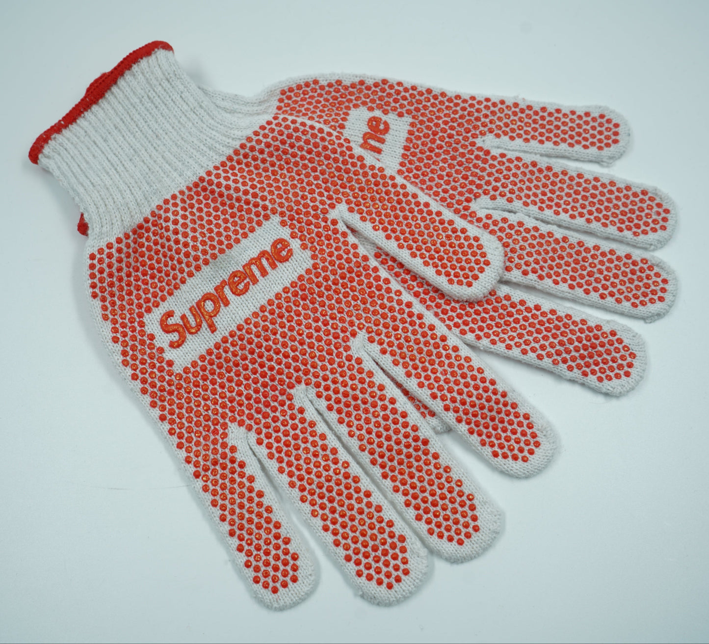 Supreme Grip Work White Red Gloves