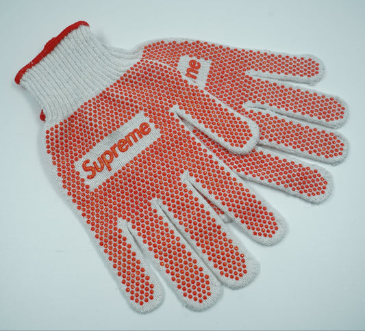 Supreme Grip Work White Red Gloves