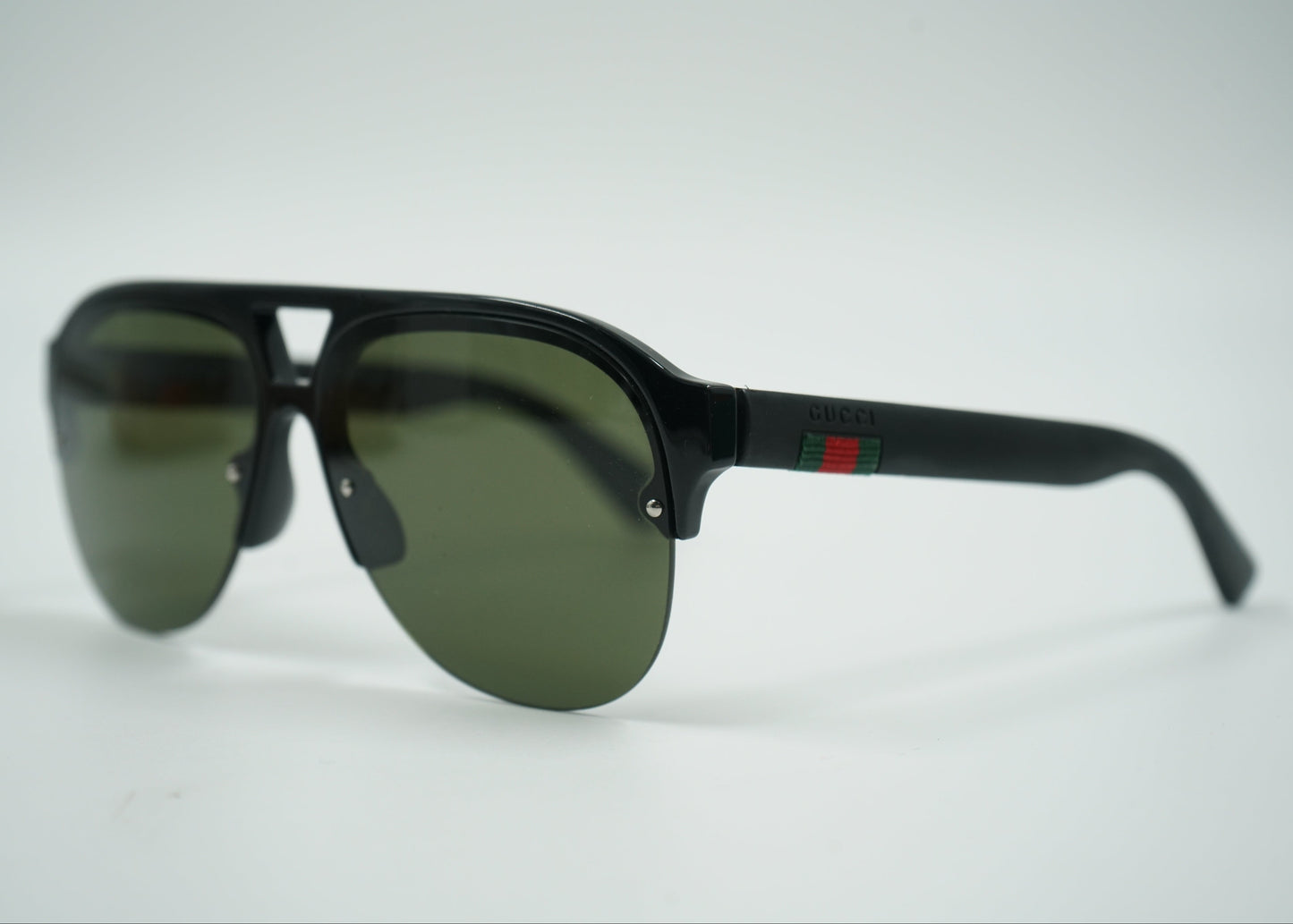 Gucci Rubber Aviator Black Sunglasses