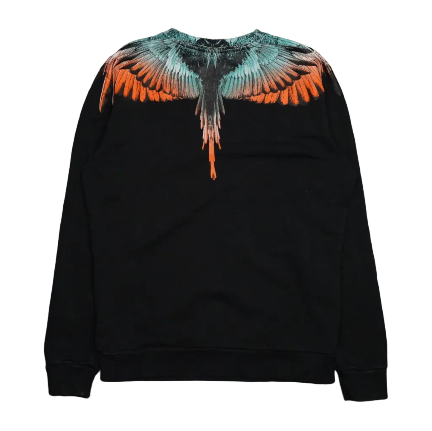 Marcelo Burlon Orange/Blue Wings Black Crewneck