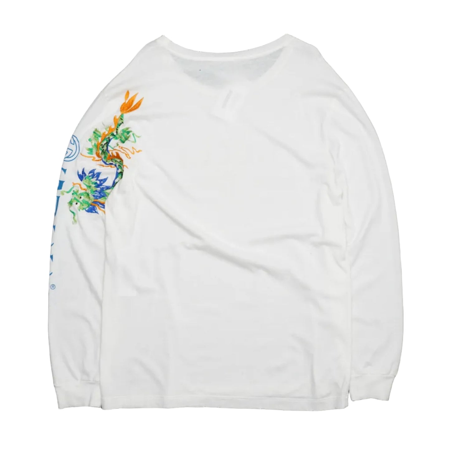Gucci Chest Print Logo Dragon Embroidered White Longsleeve