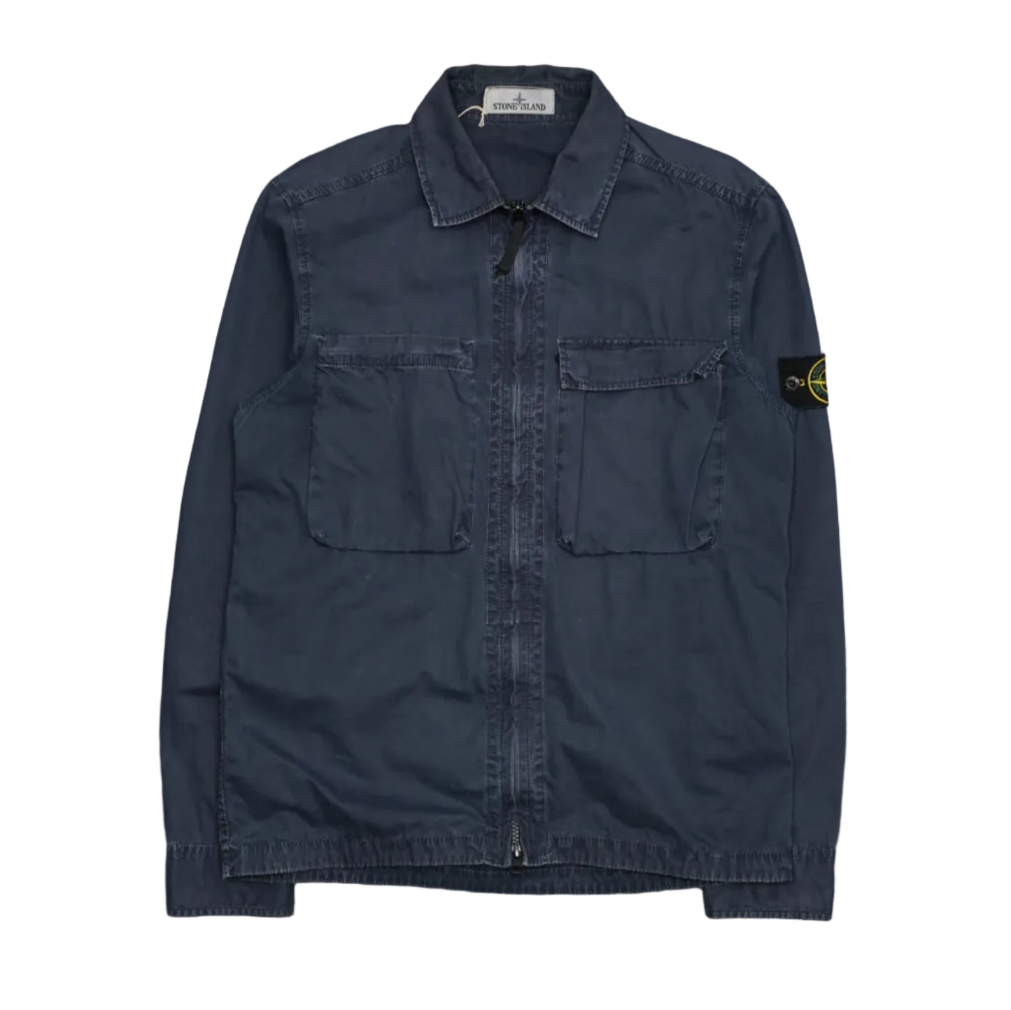 Stone Island DB Chest-Pocket Navy Zip-Up Overshirt