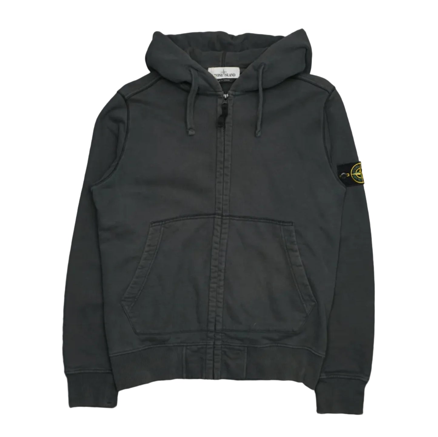 Stone Island Zip-Up Charcoal Grey Hoodie