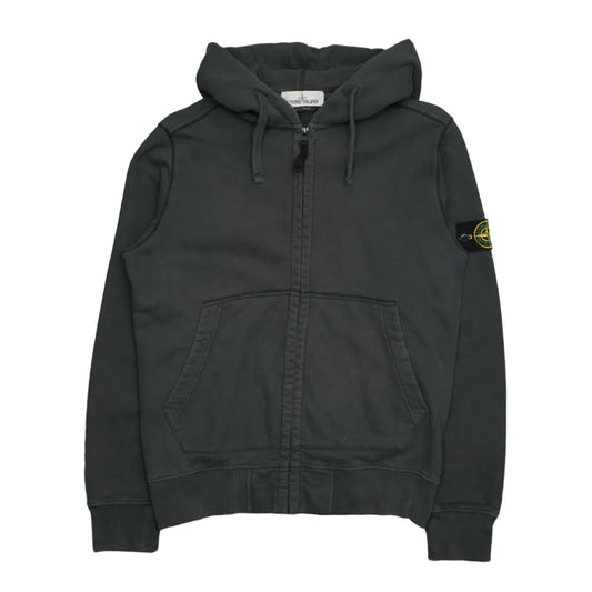 Stone Island Zip-Up Charcoal Grey Hoodie