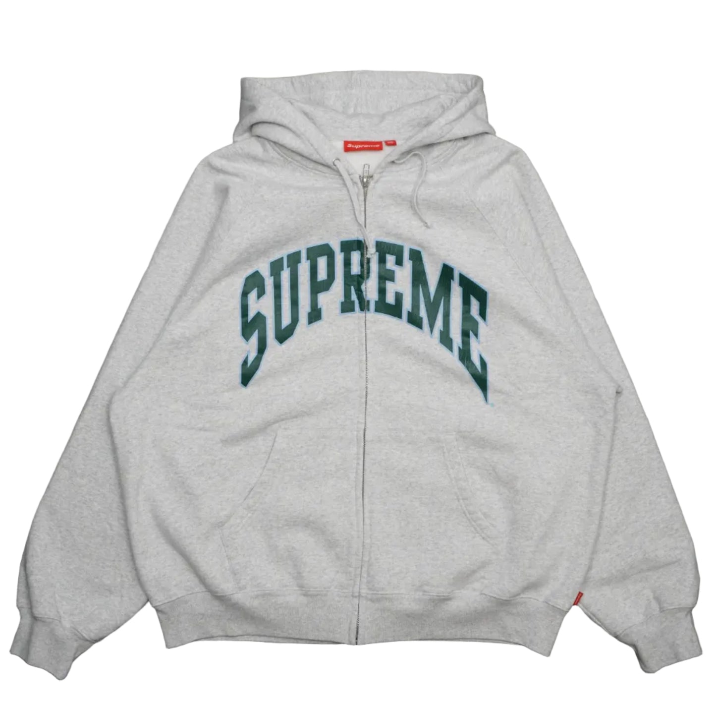Supreme Cracked Raglan Zip-Up Hodie Heather Grey