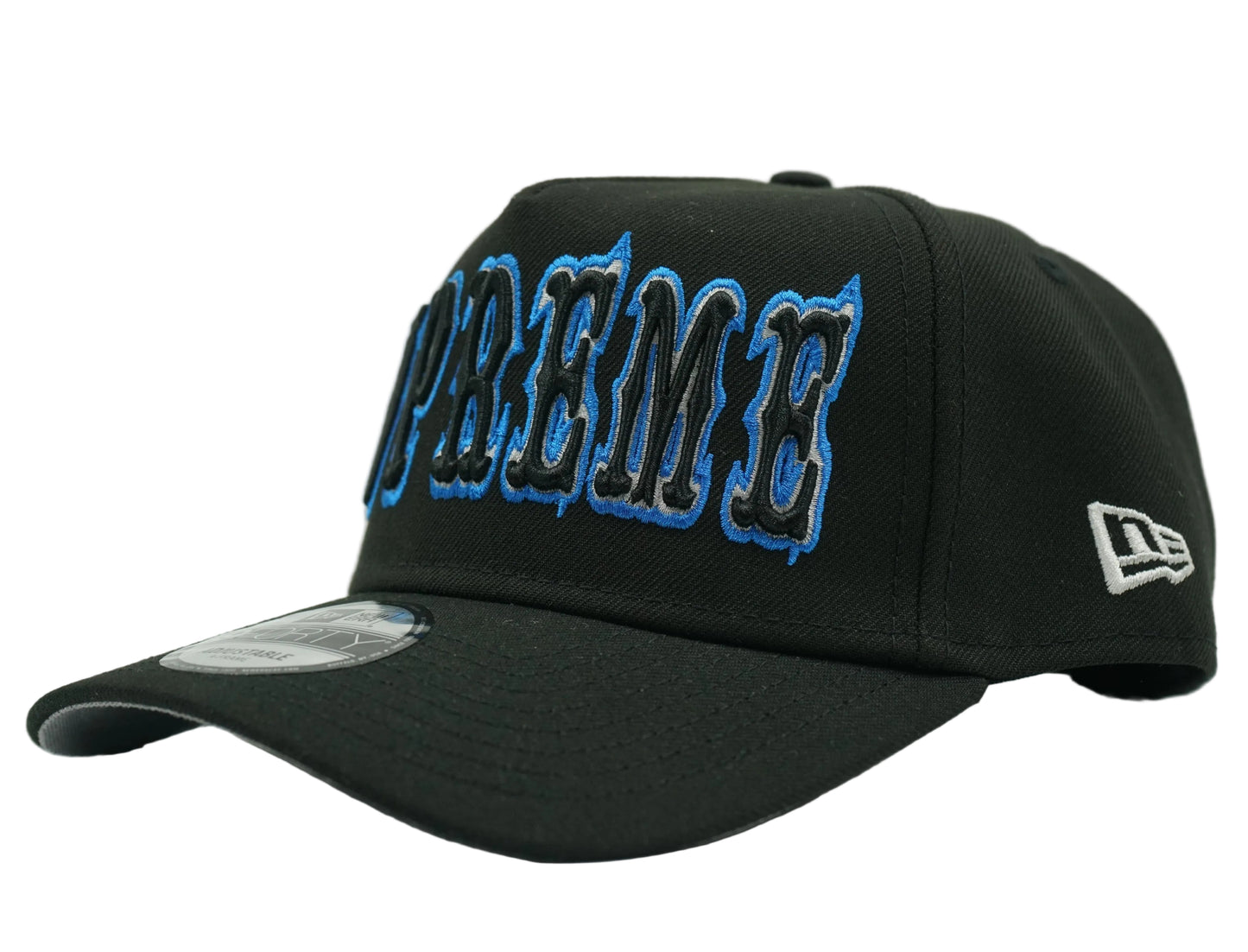 Supreme x New Era Gothic Outline Black Cap