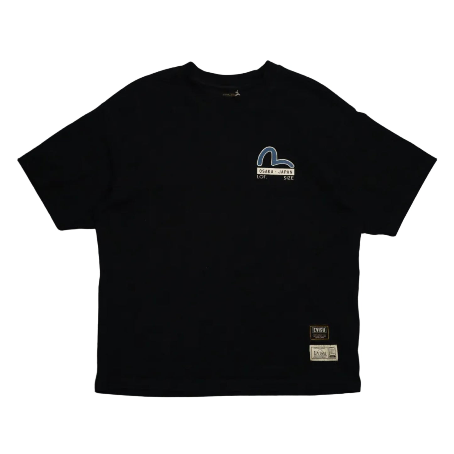 Evisu Osaka Japan Blue Camo Logo Black T-Shirt