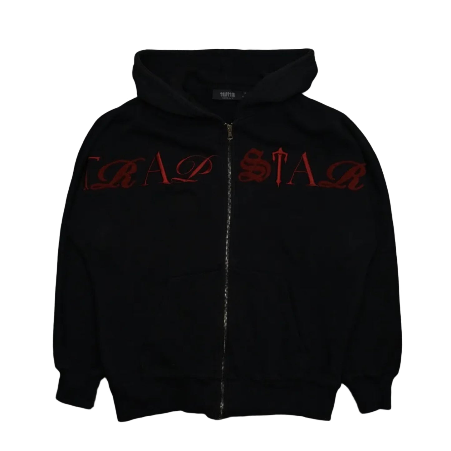 Trapstar Script Text Logo Black Zip Hoodie
