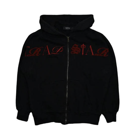 Trapstar Script Text Logo Black Zip Hoodie