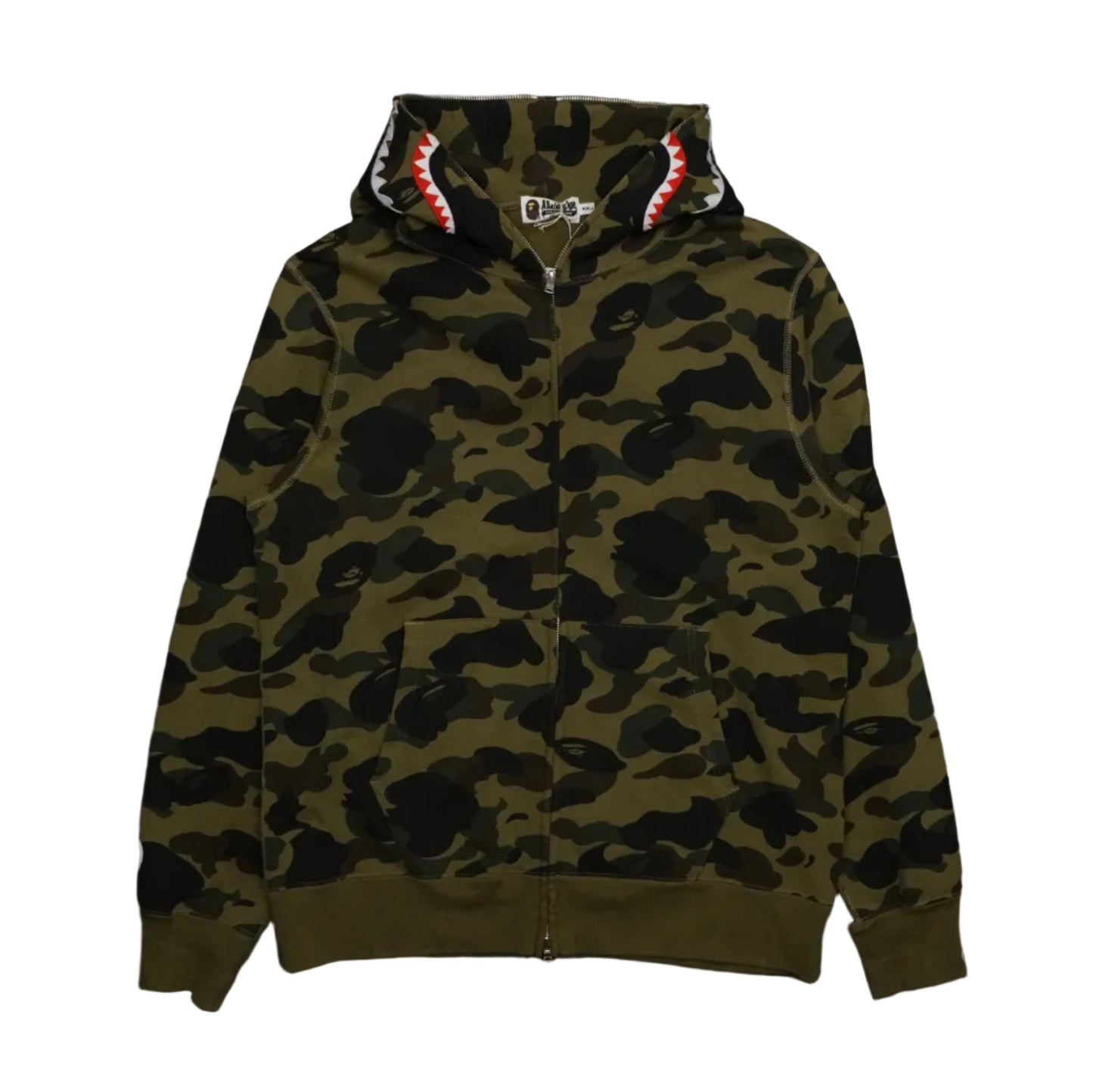 Bape Shark Green Camo Zip Hoodie